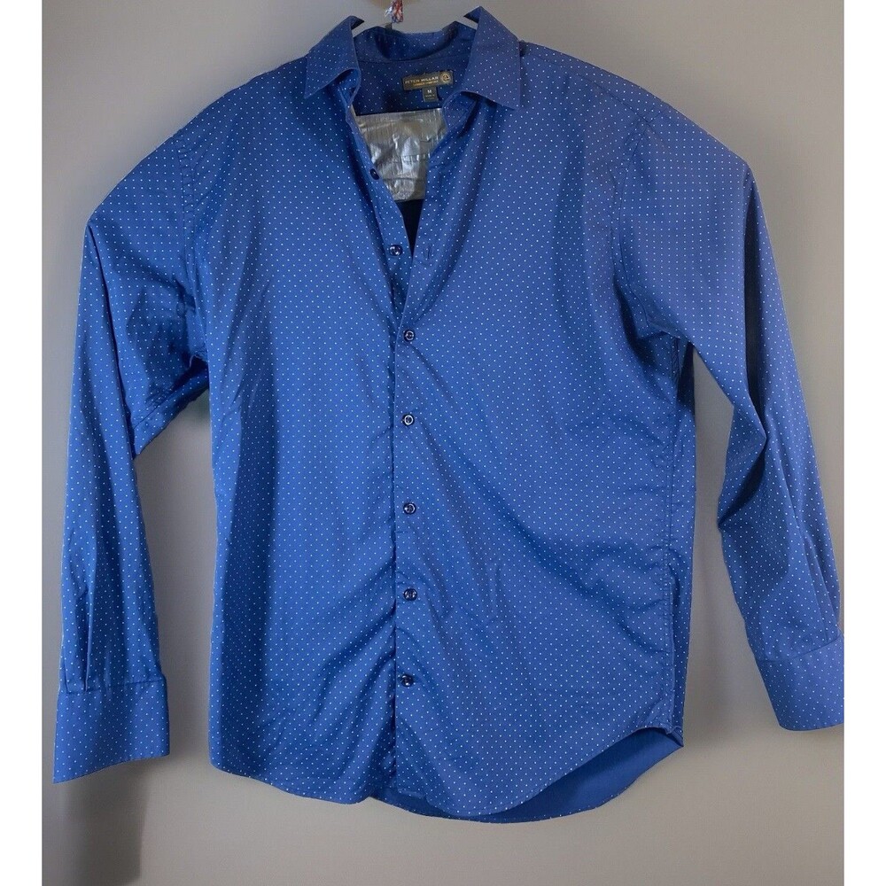 Peter Millar Summer Comfort Shirt  Mens Medium Button Up Long Sleeve Blue